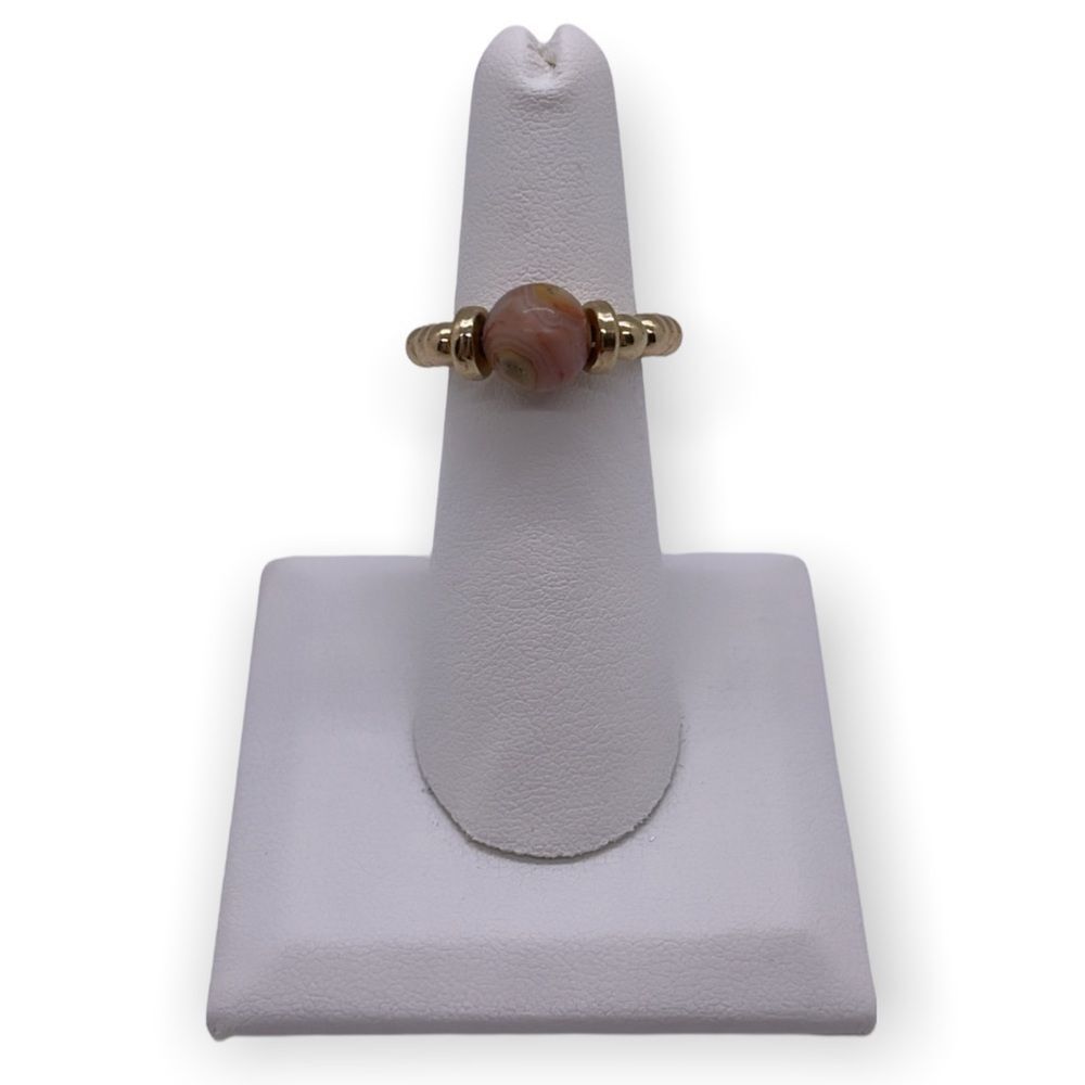 NWT Wool + Pepper Co. Agate + Gold Beaded Ring